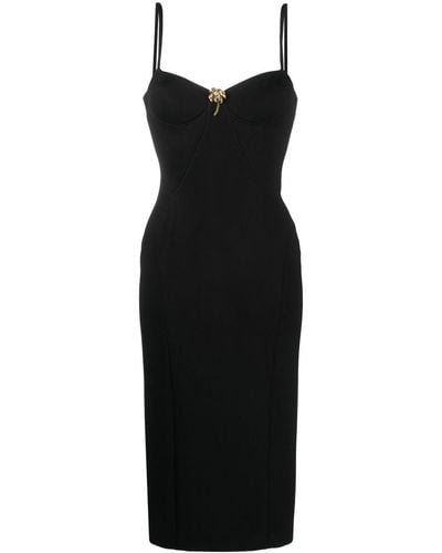 Roberto Cavalli Brooch-detail Midi Dress - Black