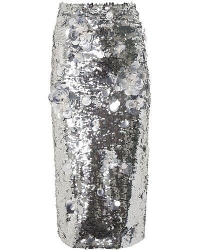Carolina Herrera Sequin-embellished Midi Skirt - Grey