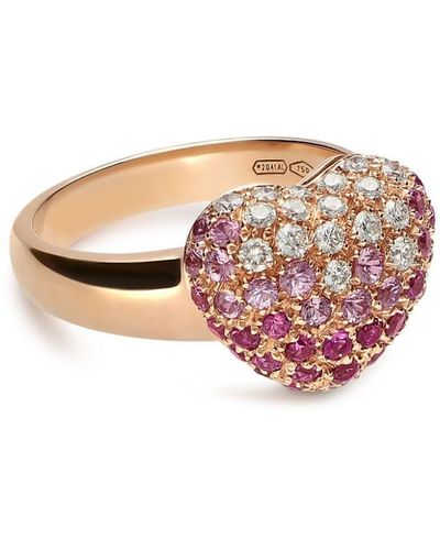 Leo Pizzo 18kt Rose Gold Diamond Sapphire Amore Ring - Pink