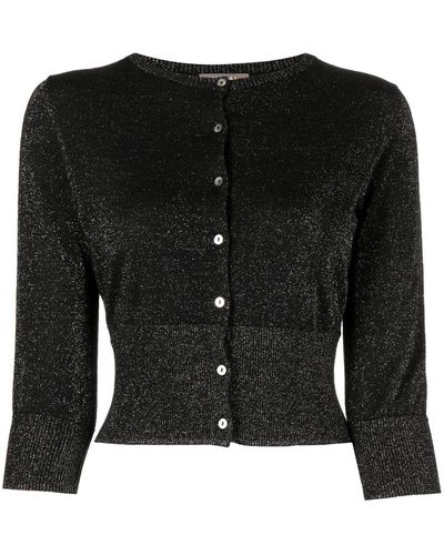N.Peal Cashmere Shimmer-knit Cardigan - Black