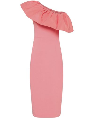 Rebecca Vallance Brittany One-shoulder Ruffled Midi Dress - Pink