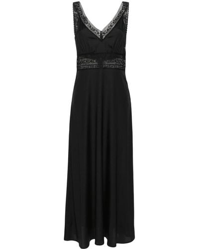 P.A.R.O.S.H. Lace-trim Silk Maxi Dress - Black