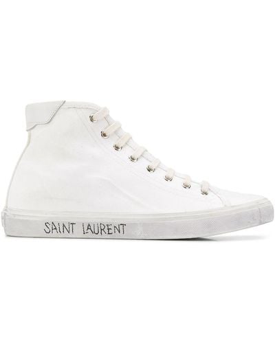 Saint Laurent Zapatillas altas con efecto envejecido - Blanco