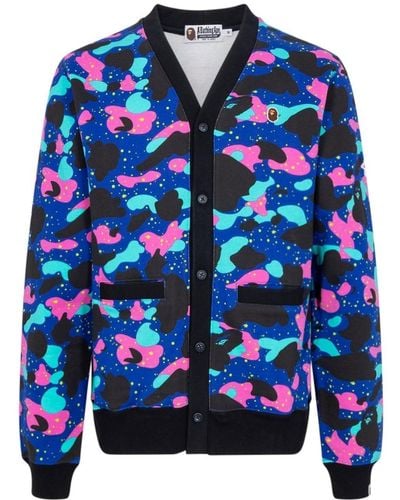 A Bathing Ape Cardigan con stampa camouflage - Viola