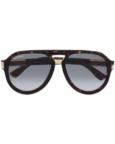 DSquared² Tortoiseshell-effect Pilot-frame Sunglasses - Brown