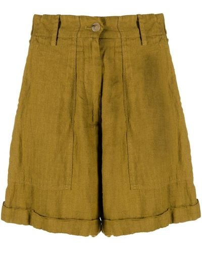 Forte Forte High-waisted Linen Shorts - Green
