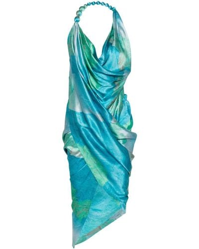 Cult Gaia Iluka Silk Midi Dress - Blue