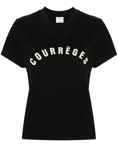 Courreges T-Shirt mit Logo-Print - Schwarz