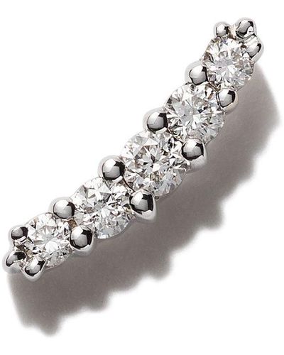 Stone Paris 18kt White Gold Line Button Diamond Earring