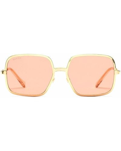 Gucci Eckige Sonnenbrille im Oversized-Look - Rot