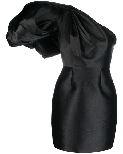Solace London Hayes Puff-sleeve Mini Dress - Black