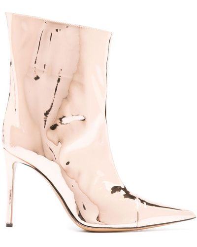 Alexandre Vauthier Bottes Alex 100 mm à fini métallisé - Rose