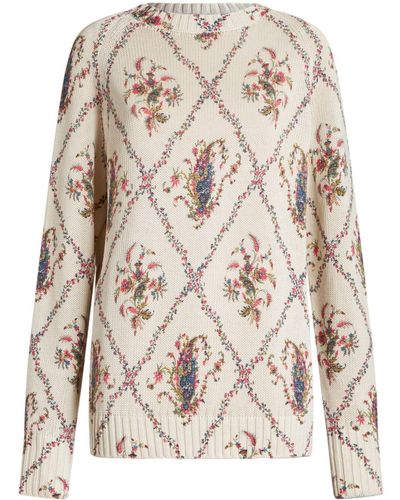 Etro Floral-print Sweater - Natural