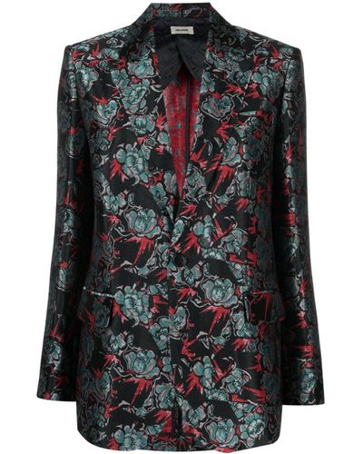 Zadig & Voltaire Floral-jacquard Single-breasted Blazer - Black