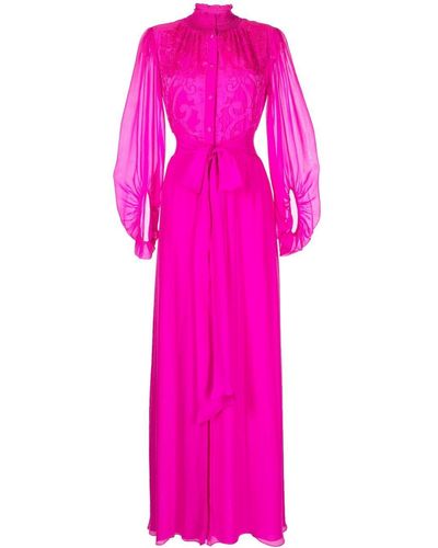 Sachin & Babi Embroidered Long-sleeve Gown - Pink