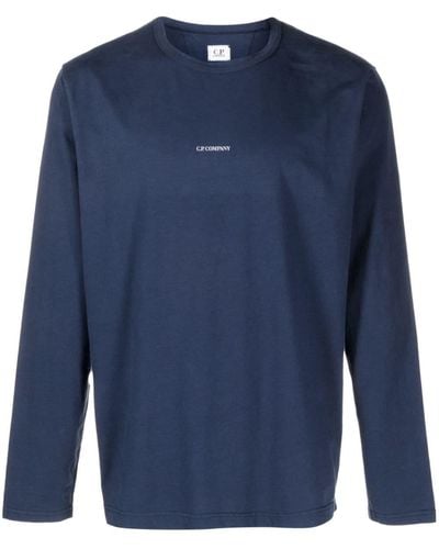 C.P. Company T-shirt en coton à manches longues - Bleu