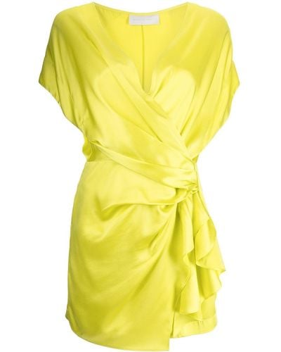 Michelle Mason Draped-detail Mini Dress - Yellow