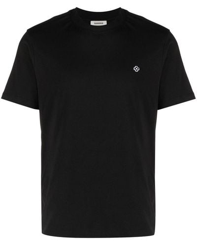 Sandro Cross-embroidered Short-sleeve T-shirt - Black
