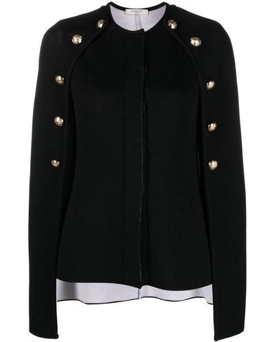 Charlott Button-embellished Cape Sweater - Black