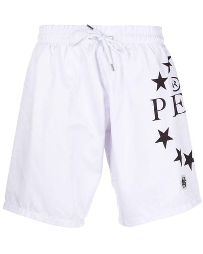 Philipp Plein Star-logo Swim Shorts - White