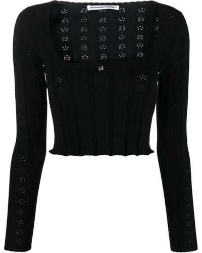 Alexander Wang Top corto de punto calado - Negro