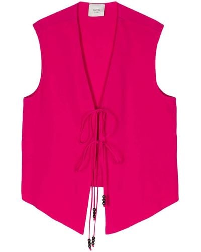 Alysi V-neck Silk Waistcoat - Pink