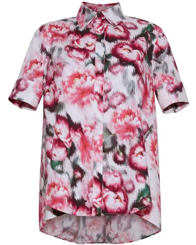 Adam Lippes Trapeze Floral-print Shirt - Pink