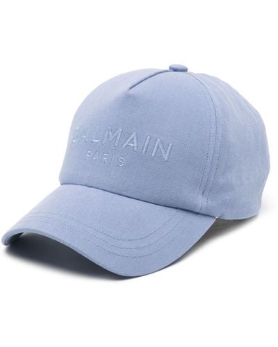 Balmain Logo-embroidered Cotton Baseball Cap - Blue