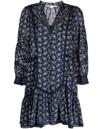 Veronica Beard Robe courte Nayari à fleurs - Bleu