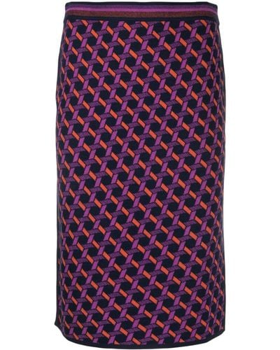 Diane von Furstenberg Abstract-print Knitted Skirt - Purple