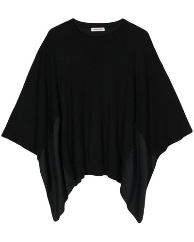 Undercover Draped-sleeve Knitted Top - Black