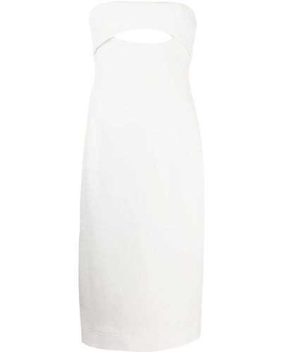 Saint Laurent Cut-out Bodycon Silk Dress - White