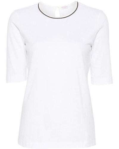 Brunello Cucinelli Monili-detail Cotton T-shirt - White