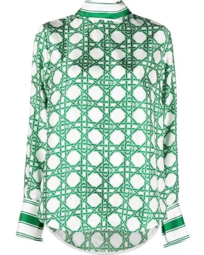 Casablancabrand Geometric-pattern Silk Blouse - Green
