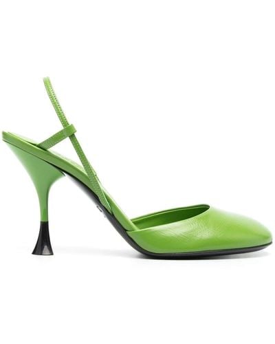 3Juin Irina Slingback Leather Court Shoes - Green