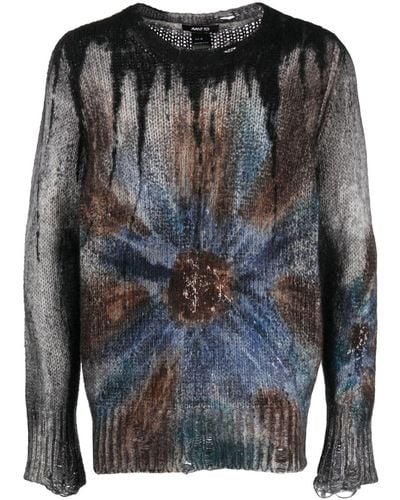 Avant Toi Tie-dye Print Cashmere-blend Sweater - Black