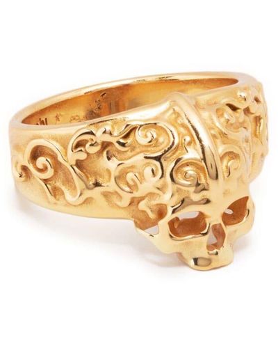 Emanuele Bicocchi Gold Small Arabesque Skull Ring - Metallic