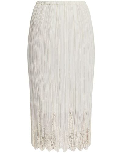 Zimmermann Lace-panel Pleated Midi Skirt - White