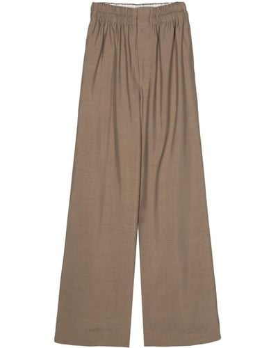 Quira Textured Wide Pants - Brown