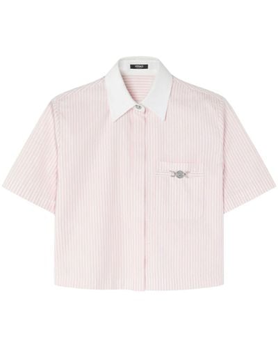 Versace ストライプ クロップド シャツ - ピンク