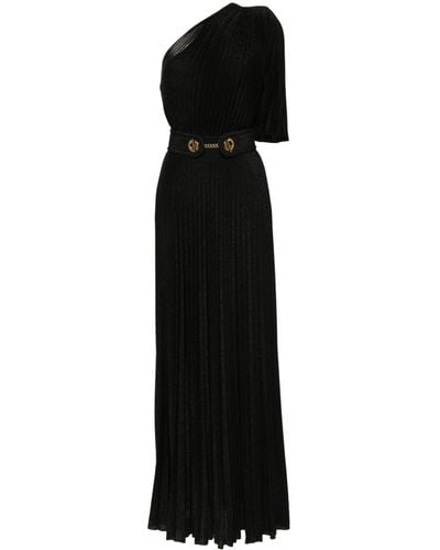 Elisabetta Franchi Vestido de fiesta plisado con una sola manga - Negro