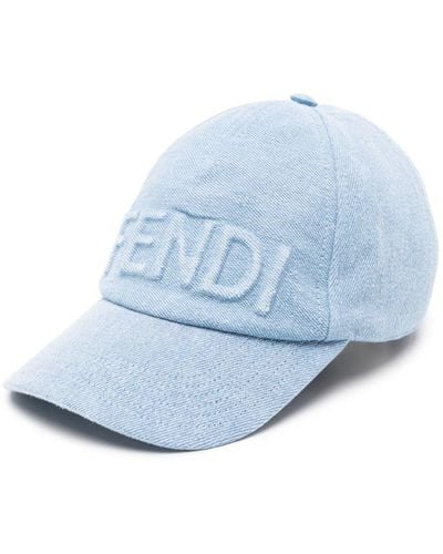 Fendi Logo-embossed Denim Cap - Blue