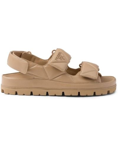 Prada Quilted Leather Sandals - Natural
