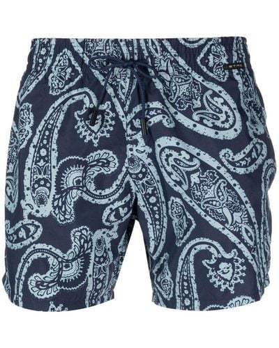 Etro Paisley-print Drawstring Swim Shorts - Blue