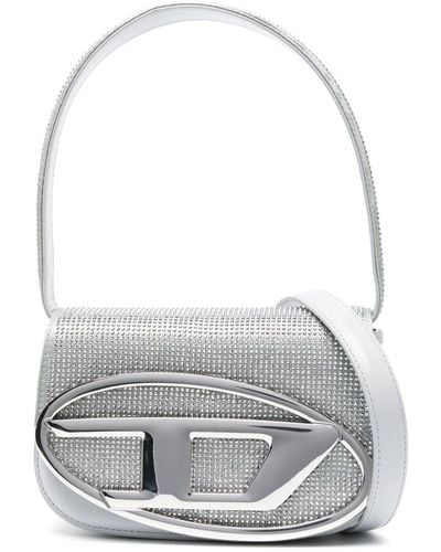 DIESEL Bolso de hombro 1DR con apliques de strass - Gris