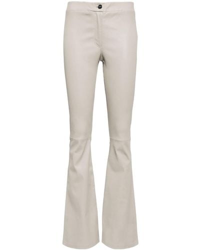 Arma Leather Flared Trousers - Grey