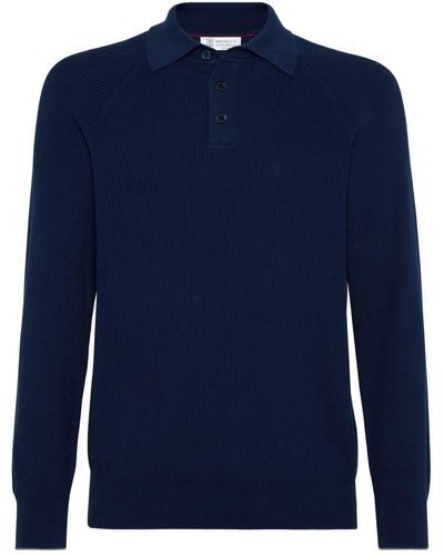 Brunello Cucinelli Gerippter Pullover - Blau