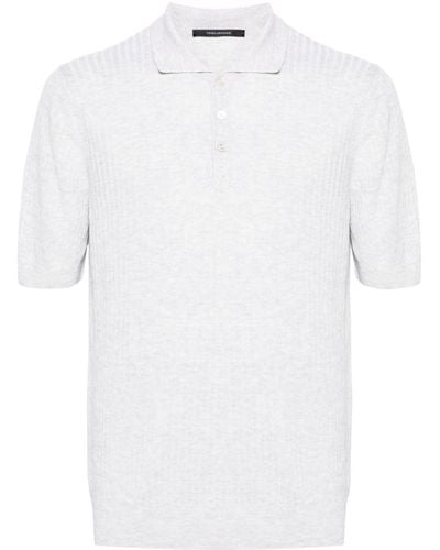 Tagliatore Park Fine-knit Polo Shirt - White