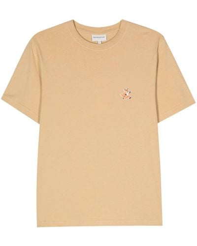 Maison Kitsuné T-shirt Met Vossen Patroon - Naturel