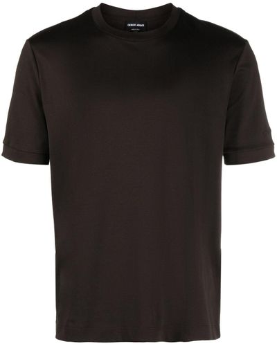 Giorgio Armani T-shirt en coton à logo brodé - Noir